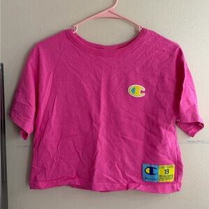 Champion Bright Pink Tee with Logo